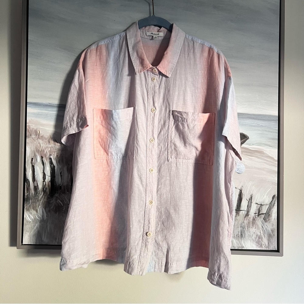 Madewell 100% Linen Beachside Button Down Shirt Size 2X Boxy Breathable Coastal